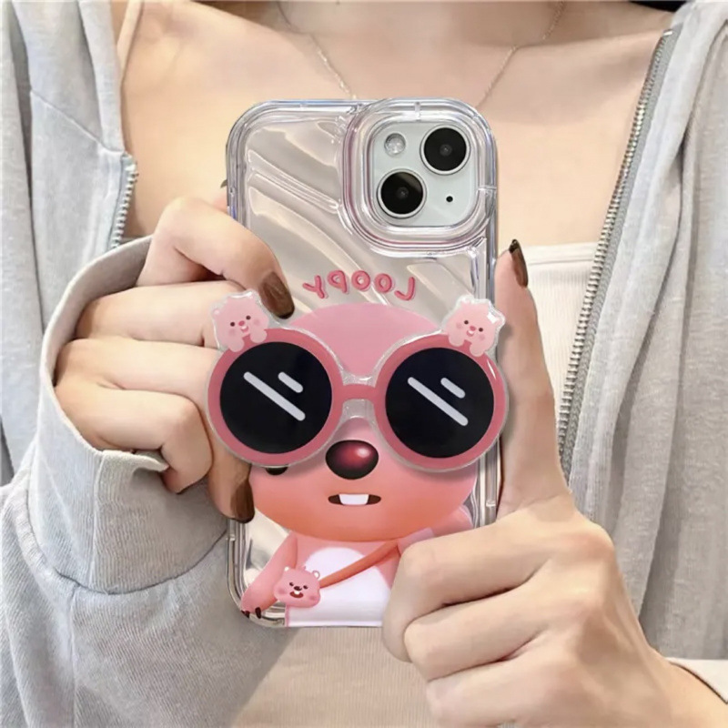 Loopy beaver sunglasses holder Apple 16promax phone case 15 cute 14 drop-proof 13 inner twill 12 female x