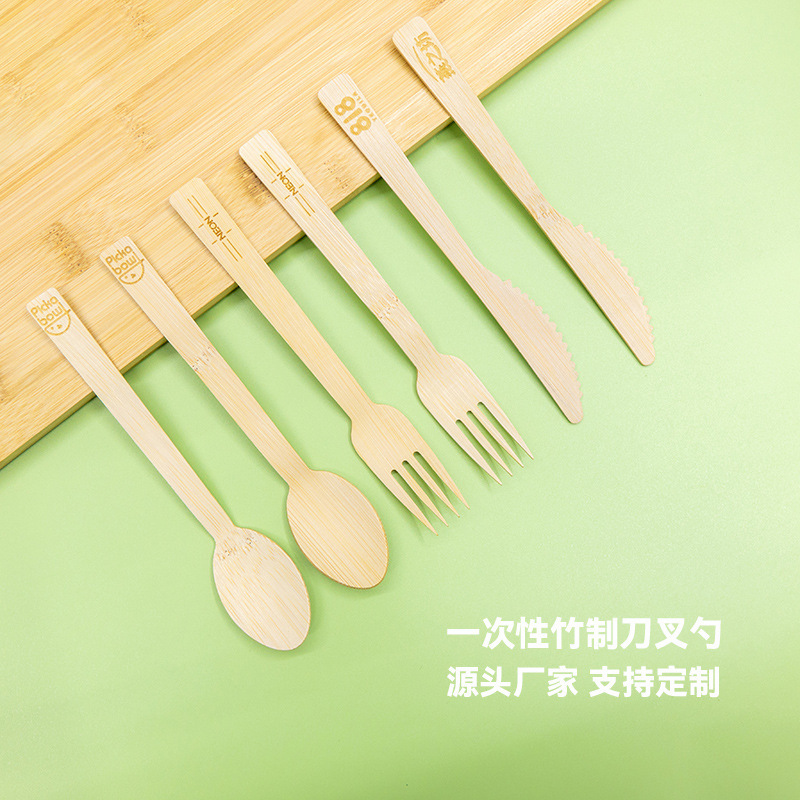 Disposable Bamboo Knife, Fork and Spoon Western Tableware Set Chinese Soup Spoon Fruit Fork Ice Cream Spoon Source Manufacturer Disposable Bamboo Knife, Fork and Spoon Western Tableware Set Chinese Soup Spoon Fruit Fork Ice Cream Spoon Source Manufacturer