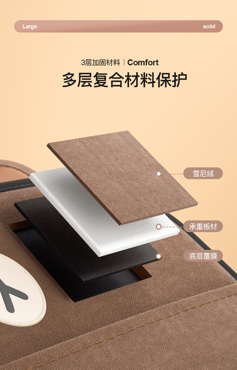 Line Brown Car Trunk Storage Box Cartoon Multi-Functional Folding Storage Box Large Capacity Car Storage Box