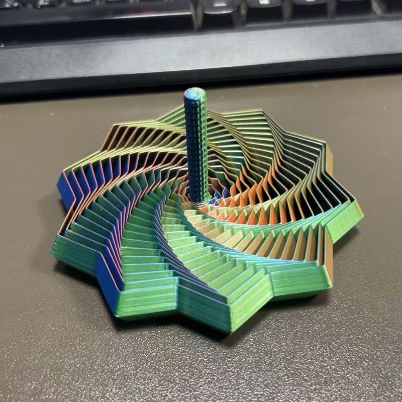 3d打印带手柄的十角边指尖解压玩具萝卜塔螺旋烦躁之十角星摆件|undefined