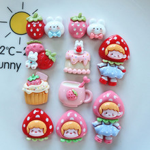 亮面草莓兔 DIY奶油胶发夹儿童发绳发圈手工材料批发北10