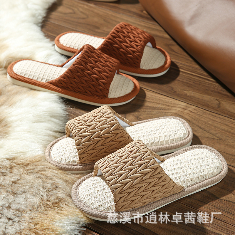 Pantuflas para uso doméstico interior, pantuflas de lino para mujer, silenciosas, cómodas, transpirables, modelo nuevo 2025, pantuflas de color sólido. (Impuestos no incluidos)