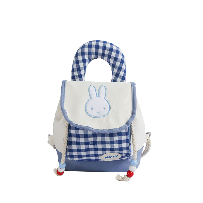 Jardín de infantes mochila para bebés de clase pequeña y media adorable conejo, mochila para niños y niñas, mochila de estilo a cuadrícula para padres e hijos, moda