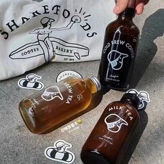 ネット赤250ml黒ビールコーヒー哺乳瓶飲料瓶冷抽出コーヒー瓶茶色蓋付きガラス瓶密封瓶