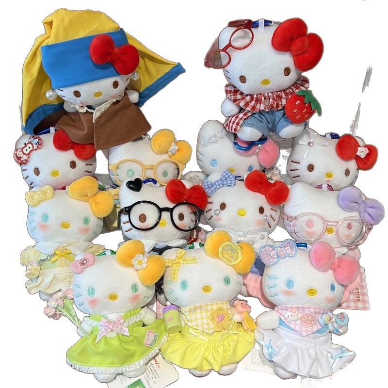 网红爆款正版HelloKitty钥匙扣diy戴珍珠耳环的少女套装kt包挂件|undefined