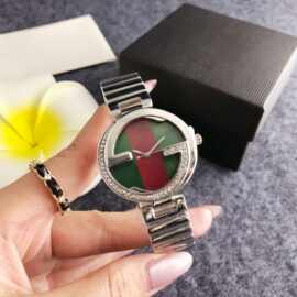 跨境电商优选双G红绿表满钻银合金带轻奢女表工厂批发高利润款表