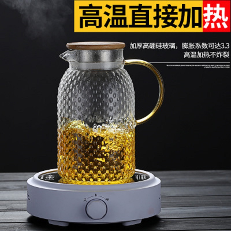 Estilo japonés martillado fría caldera vidrio gran capacidad martillado frío hervidor traje de agua tetera taza de arroz grano con tapa