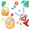 Glossy decorations, basket, retroreflective cartoon electric rabbit, Amazon, flowered