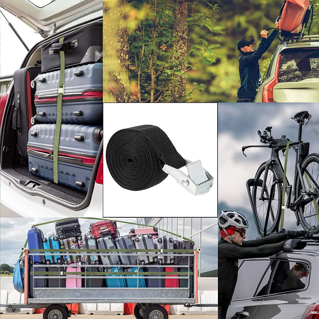Correa resistente del cargo del coche de la correa del tensor de la hebilla de la aleación del cinc, tablero de tarjeta de la logística, correa de la fijación de la bicicleta