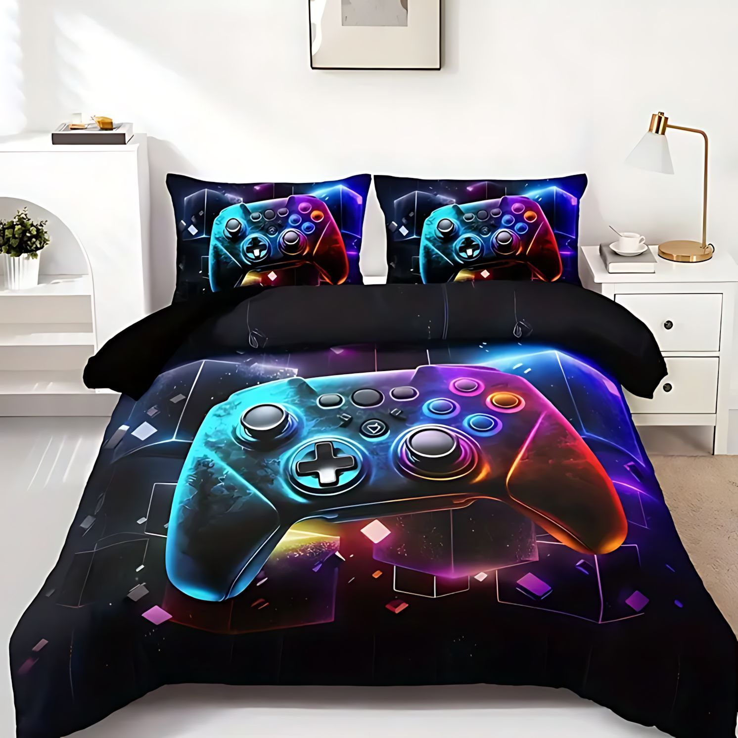 TEMU / JIT E-Sports Game Handpiece 3D Impresión Digital Kit de edredón suave puede hacer un dibujo en el viento