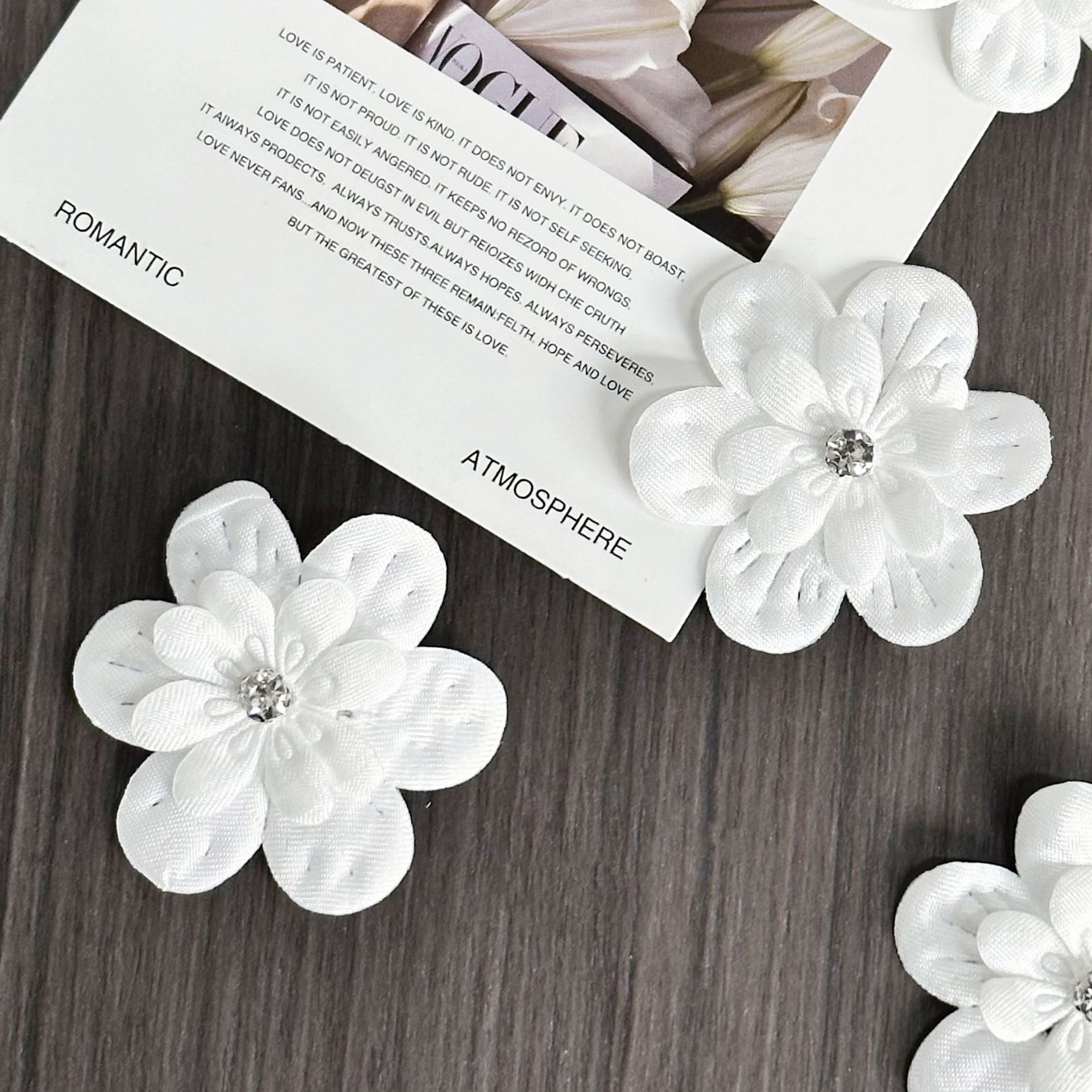Requisito tela blanca estereoscópico flor de diamante decoración ropa bolsas zapatos sombreros joyas para el cabello artefactos decorativos universales image 3