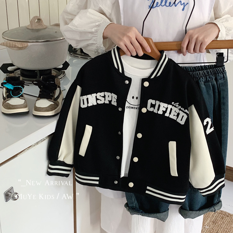 Muye Spring Jacket Huzhou Zhili Children's Clothing Boys' Korean Style Color Block Baseball Jacket Children's Apparel Baby Jacket Trendy