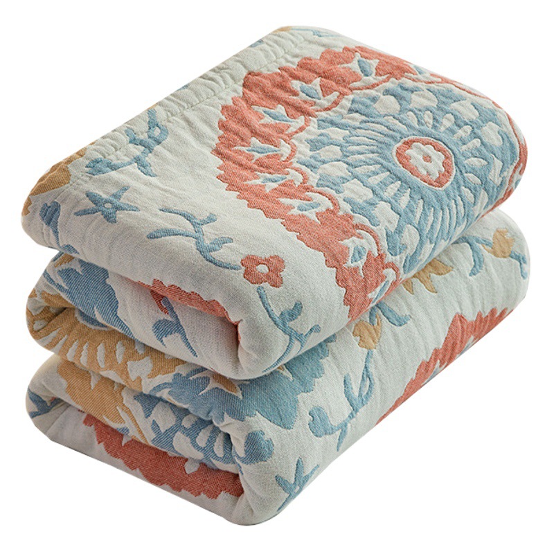 Pure Cotton Gauze Four-Layer Soft Single and Double Towel Quilt Blanket Summer Cool Quilt Couple Model Adult Cotton Sleeping Blanket Quilt