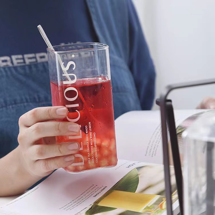 Nórdico cuadrado borosilicato vidrio hogar desayuno taza de leche boca cuadrada creativo bebida taza Jugo