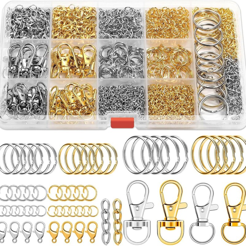 Cross-Border Hot-Selling 990-Piece Keychain DIY Making Kit Supplies: Key Rings, Lobster Clasps, Jump Rings, Extension Chains Cross-Border Hot-Selling 990-Piece Keychain DIY Making Kit Supplies: Key Rings, Lobster Clasps, Jump Rings, Extension Chains