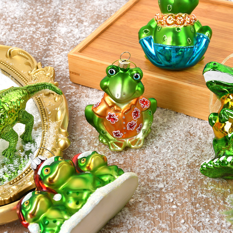 クリスマス装飾ガラスカエル塗装クリスマスツリークリエイティブ装飾ペンダントショッピングモールウィンドウシーンレイアウトペンダント|undefined