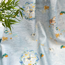 骏马驮金 天丝提花布料新中式国风汉服旗袍连衣裙面料手工diy面料