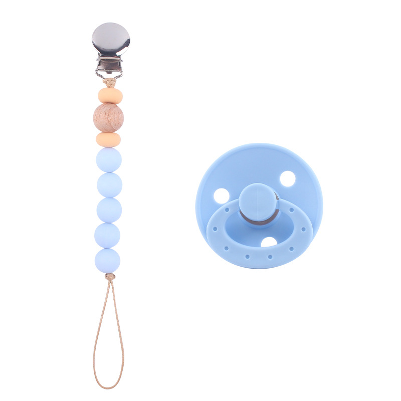 Nuevo bebé suministros chupete DIY creativo bebé silicona mordedura molar pezón cadena traje de dos piezas
