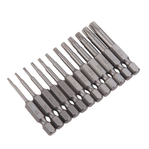 12-piece set of hollow plum blossom star-shaped air bit electric bit T5-T40 length 50MM 1/4 hexagonal handle