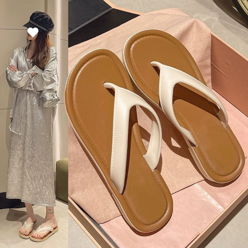 Шлепанцы, универсальные модные женские тапочки, летние уличные нескользящие пляжные туфли на толстой подошве, устойчивые к запаху, сандалии-стринги