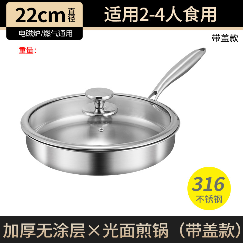 22cm 평팬 [316 스틸] 뚜껑 포함
