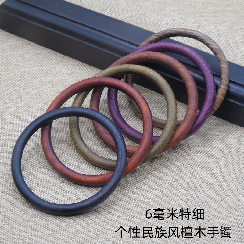 特细手镯黑檀木手链绿檀手圈个性饰品男女时尚鸡血藤紫檀木檀香木