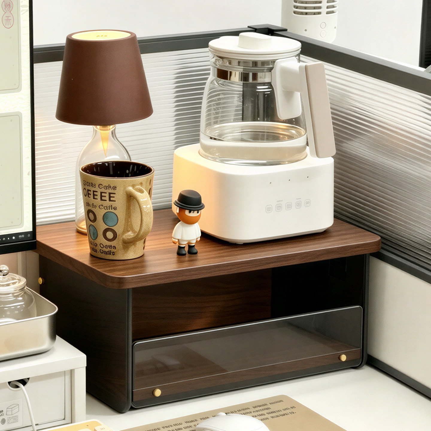 Estante Organizador para Cafetera y Tazas para Escritorio de Oficina