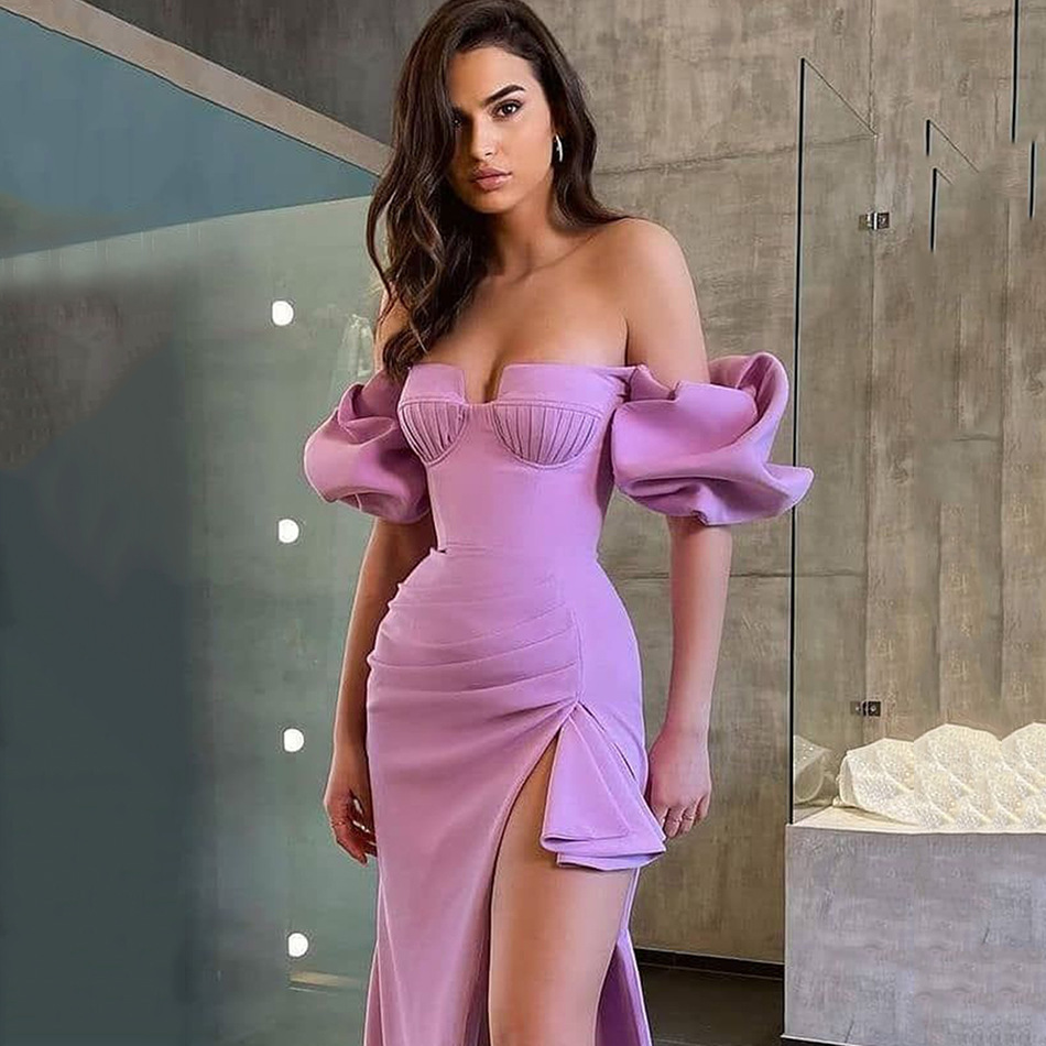 2022 Summer Cross-border New European and American Style Women's Shoulder Side Vented Tight Tube Top Sexy Party Dress