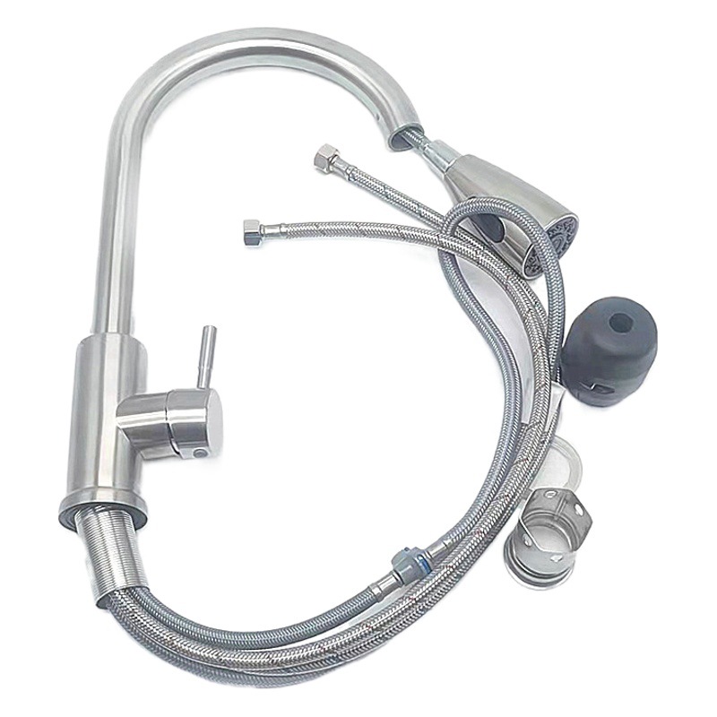 Transfronterizo de acero inoxidable 304 fregadero de la cocina extraíble en caliente y en frío fregadero giratorio fregadero retráctil grifo mixto