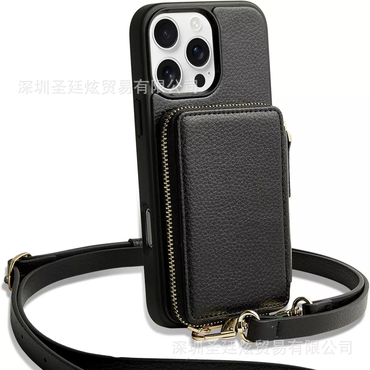 跨境电商热卖小香风iPhone16手机壳零钱包插卡手机保护套斜挎高品