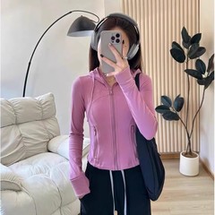 带钢印~lulu同款短款连帽外套2025运动健身瑜伽服女显瘦修身夹克
