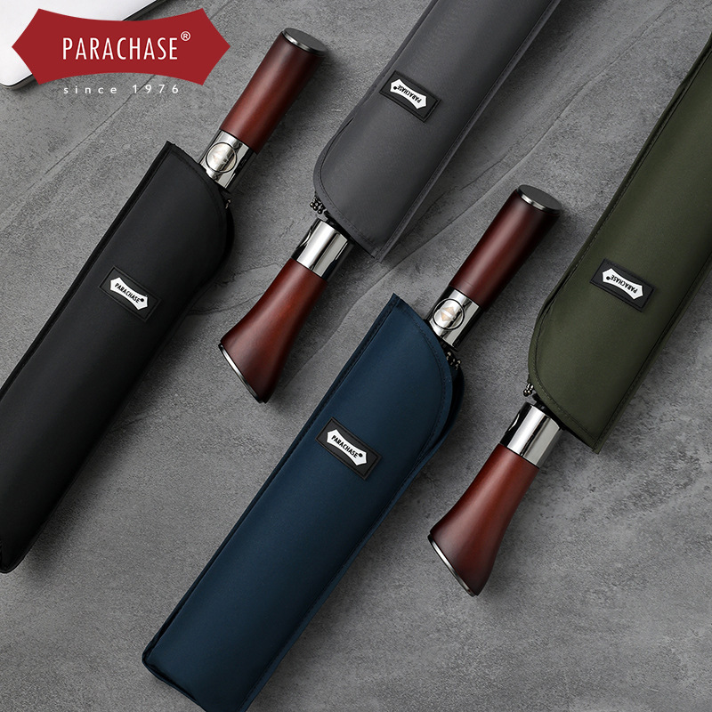 PARACHASE Wooden Handle Automatic Umbrella 1.2 m Increase Folding Umbrella South Korea Forest Business Umbrella PARACHASE Wooden Handle Automatic Umbrella 1.2 m Increase Folding Umbrella South Korea Forest Business Umbrella