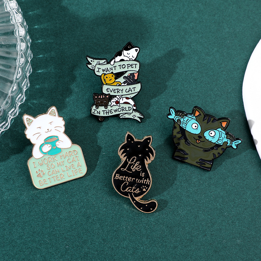 9g Weight Brooches Classification Daily Occasion Alloy Material Letter, Cat, Fish Pattern Unisex Gender Cartoon, Enamel Design Cute Style Cute Pin Letter Cat Fish Alloy Cartoon Enamel Unisex Brooches 24