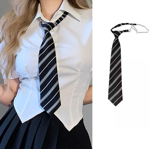 Japanese striped tie JK blouse for girls, decorative student college style, no tie required, small tie for boys' uniform, school supply feel