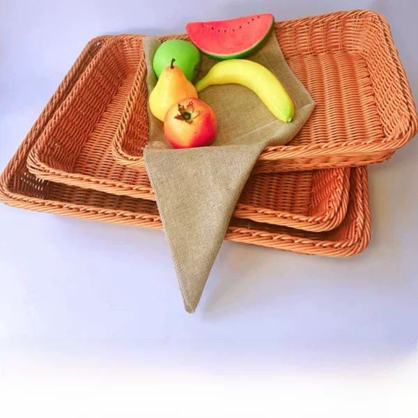 Imitation Rattan Cake Storage Basket Snack Plate Fruit Basket Snack Candy Bread Basket Steamed Bun Storage Tray Storage Fruit and Vegetable