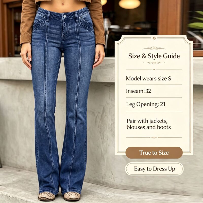 Aliexpress Amazon Cross-Border Temu European and American Fashion Denim Low-Waist Bone-Breaking Flared Pants