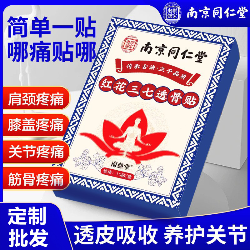 Nanjing Tongrentang Sanqi Tougu Tie (a traditional Chinese medicine plaster for relieving muscle tension and bone damage), Shujin Tougu Gao (another traditional Chinese medicine plaster for relieving muscle tension and bone damage), Zhuifeng Jingu Tie (another traditional Chinese medicine plaster for relieving muscle tension and bone damage), Banyueban Tougu Ye (a traditional Chinese medicine plaster for relieving muscle tension and bone damage), Tougu Tie (a traditional Chinese medicine plaster for relieving muscle tension and bone damage).