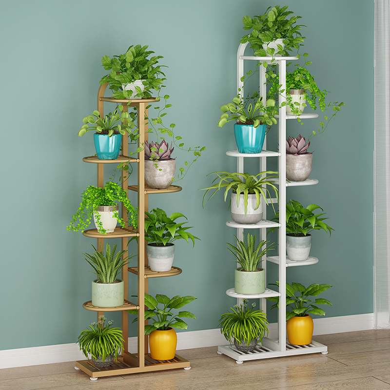 フラワースタンドはしご型多層屋内外可動床置きポトス鉄製植木鉢ラックローラー付きバルコニーフラワースタンド|undefined