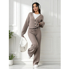 SHEIN 越境人気のヨーロッパとアメリカの貿易婦人服春と秋の無地多用途ニットトップスとパンツカジュアルスーツ