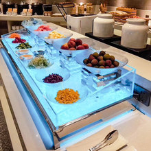 LED燈自助餐海鮮冰槽亞克力酒店餐廳展示台啤酒三文魚生刺身冰盤