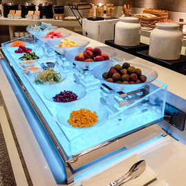 LED灯自助餐海鲜冰槽亚克力酒店餐厅展示台啤酒三文鱼生刺身冰盘
