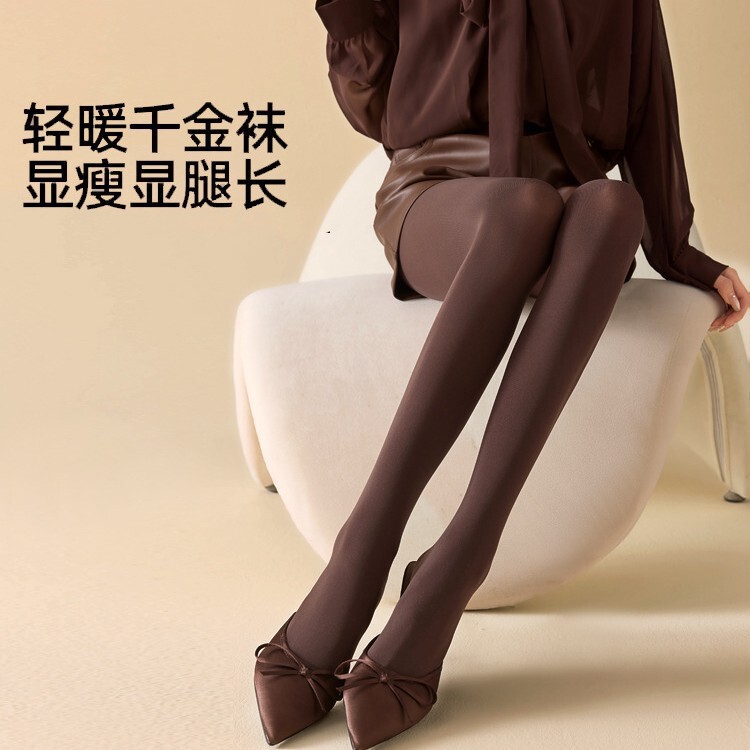 Brown Velvet Pantyhose Anti-Snag Slimming Gray Leggings for Spring and Autumn