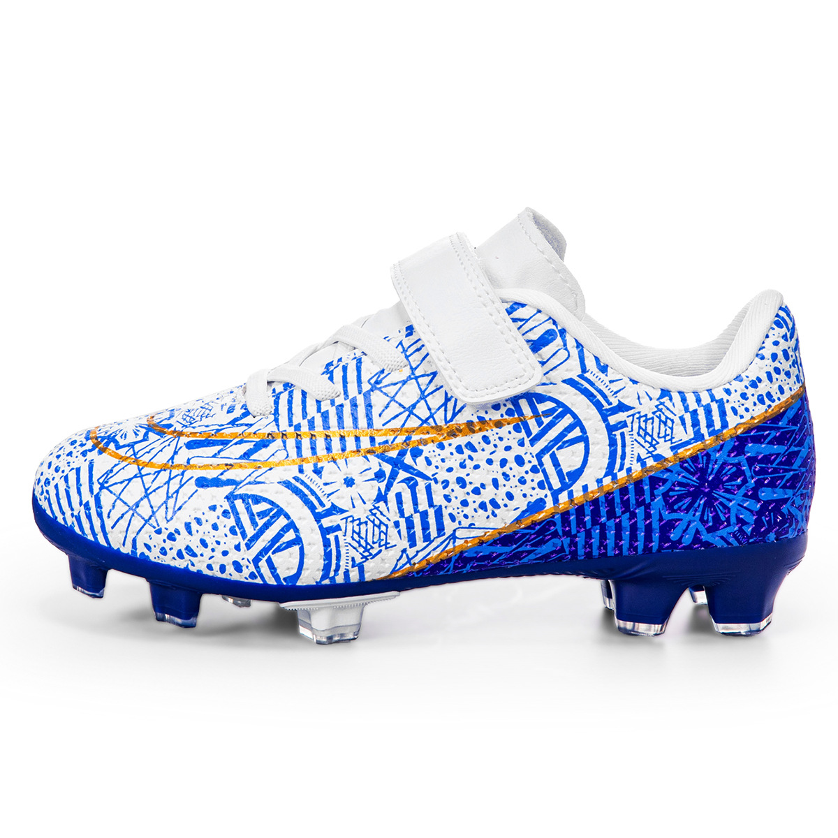 Zapatos de fútbol para niños con velcro bajo nuevo tipo de zapatos de entrenamiento transfronterizos de entrenamiento profesional de estudiantes de fútbol con clavos largos