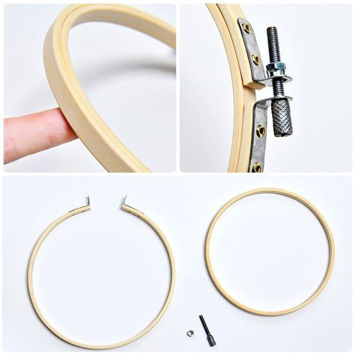 Bamboo Embroidery Hoop Wood Stand Tie-Dye Handmade DIY Batik Bamboo Frame Tool Cross-Stitch Ring Embroidery Hoop Fixing Stand Bracket