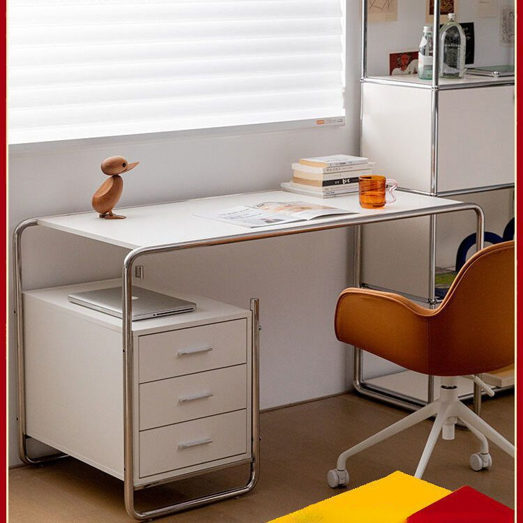 Stainless Steel Vintage Desk, Simple and Modern, with Drawers, Home-Use Bauhaus Table, Single-Person Office Writing Computer Desk Stainless Steel Vintage Desk, Simple and Modern, with Drawers, Home-Use Bauhaus Table, Single-Person Office Writing Computer Desk