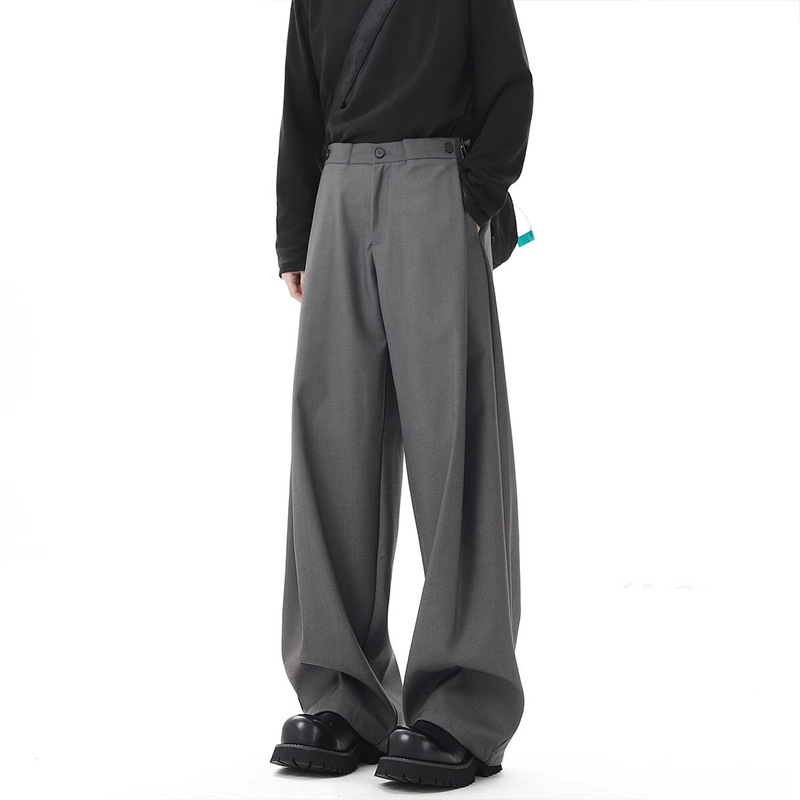 Grey cleanfit High-end Sense Pants Men's Spring and Autumn Summer Loose Suit Pants Straight-leg Wide-leg Dagging Casual Pants