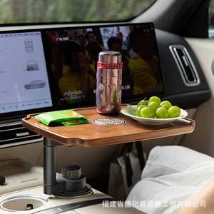 Car Walnut Wood Cup Holder Floating Table Board Car Center Console Cup Holder Storage Rack Multifunctional Car Snack Tray