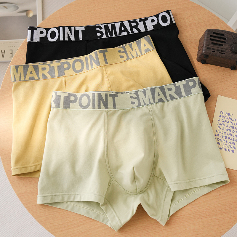 Calzoncillos bóxer de cintura media para hombre, shorts de cuatro esquinas, ropa interior juvenil para todas las estaciones, elegante, cómoda, deportiva, ropa interior masculina de puro algodón.