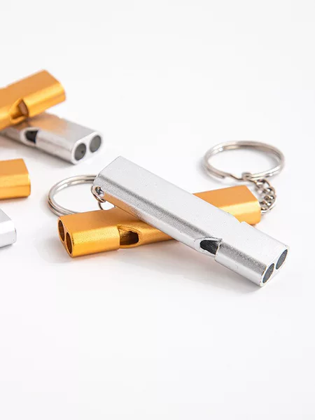 Outdoor mountaineering outdoor survival whistle aluminum alloy metal double hole high frequency treble whistle wholesale