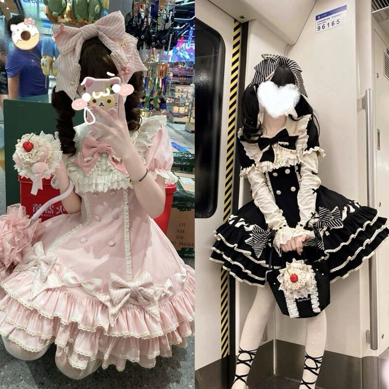 条纹千层Lolita洛丽塔蛋糕裙可爱甜美公主短袖op春秋夏古早doll感|undefined